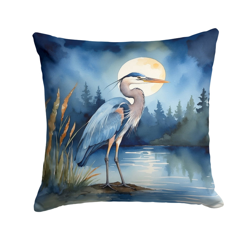 Blue Heron Under the Moonlight Throw Pillow - 14x14 Decorative Pillow – Art for Your Home & Patio