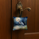 Blue Heron Under the Moonlight Hanging Square Fabric Ornament 3.5 × 3.5