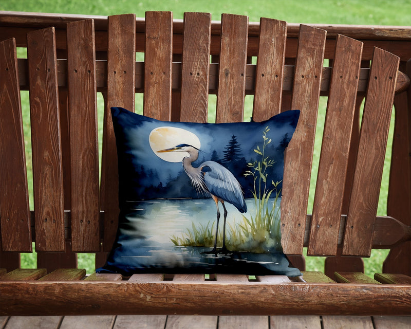 Blue Heron Under the Moonlight Throw Pillow - 14x14 Decorative Pillow – Art for Your Home & Patio