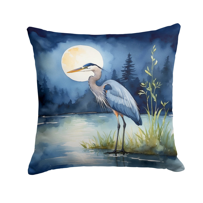 Blue Heron Under the Moonlight Throw Pillow - 14x14 Decorative Pillow – Art for Your Home & Patio