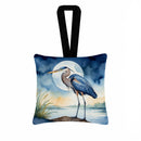 Blue Heron Under the Moonlight Hanging Square Fabric Ornament 3.5 × 3.5