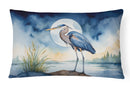 Blue Heron Under the Moonlight Throw Pillow