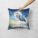 Blue Heron Under the Moonlight Throw Pillow