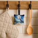 Blue Heron Under the Moonlight Hanging Square Fabric Ornament 3.5 × 3.5