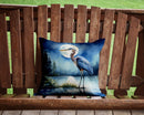 Blue Heron Under the Moonlight Throw Pillow - 14x14 Decorative Pillow – Art for Your Home & Patio