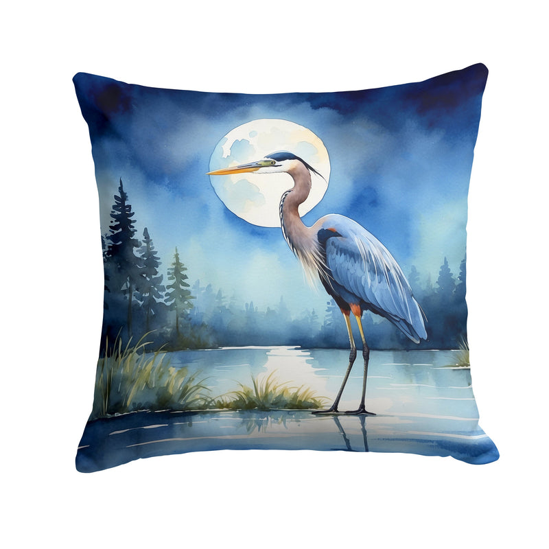 Blue Heron Under the Moonlight Throw Pillow - 14x14 Decorative Pillow – Art for Your Home & Patio