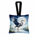 Blue Heron Under the Moonlight Hanging Square Fabric Ornament 3.5 × 3.5