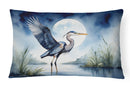 Blue Heron Under the Moonlight Throw Pillow