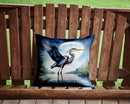 Blue Heron Under the Moonlight Throw Pillow - 14x14 Decorative Pillow – Art for Your Home & Patio