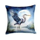 Blue Heron Under the Moonlight Throw Pillow - 14x14 Decorative Pillow – Art for Your Home & Patio