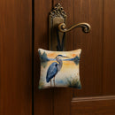 Blue Heron in the Golden Hour Hanging Square Fabric Ornament 3.5 × 3.5