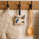 Blue Heron in the Golden Hour Hanging Square Fabric Ornament 3.5 × 3.5