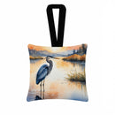 Blue Heron in the Golden Hour Hanging Square Fabric Ornament 3.5 × 3.5