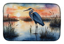 Blue Heron Setting Sun Dish Drying Mat