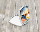 Blue Heron Setting Sun Compact Mirror – Stylish Purse Mirror with Artistic Covers