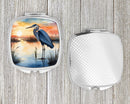 Blue Heron Setting Sun Compact Mirror – Stylish Purse Mirror with Artistic Covers