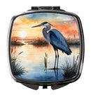 Blue Heron Setting Sun Compact Mirror – Stylish Purse Mirror with Artistic Covers