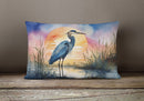 Blue Heron Setting Sun Throw Pillow