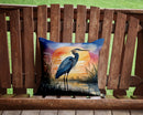 Blue Heron Setting Sun Throw Pillow - 14x14 Decorative Pillow – Art for Your Home & Patio