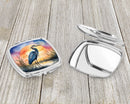 Blue Heron Setting Sun Compact Mirror – Stylish Purse Mirror with Artistic Covers
