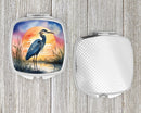 Blue Heron Setting Sun Compact Mirror – Stylish Purse Mirror with Artistic Covers