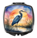 Blue Heron Setting Sun Compact Mirror – Stylish Purse Mirror with Artistic Covers