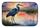 Blue Heron Setting Sun Dish Drying Mat