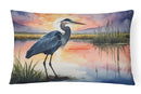 Blue Heron Setting Sun Throw Pillow