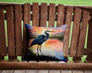 Blue Heron Setting Sun Throw Pillow - 14x14 Decorative Pillow – Art for Your Home & Patio