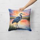 Blue Heron Setting Sun Throw Pillow