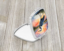Blue Heron Setting Sun Compact Mirror – Stylish Purse Mirror with Artistic Covers