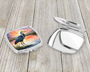 Blue Heron Setting Sun Compact Mirror – Stylish Purse Mirror with Artistic Covers