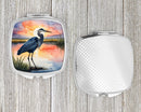 Blue Heron Setting Sun Compact Mirror – Stylish Purse Mirror with Artistic Covers