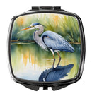 Blue Heron Stalking Prey Compact Mirror – Stylish Purse Mirror with Artistic Covers
