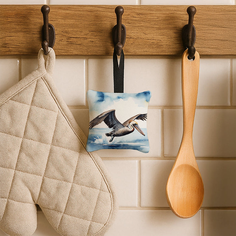Pelican Diving Hanging Square Fabric Ornament 3.5 × 3.5