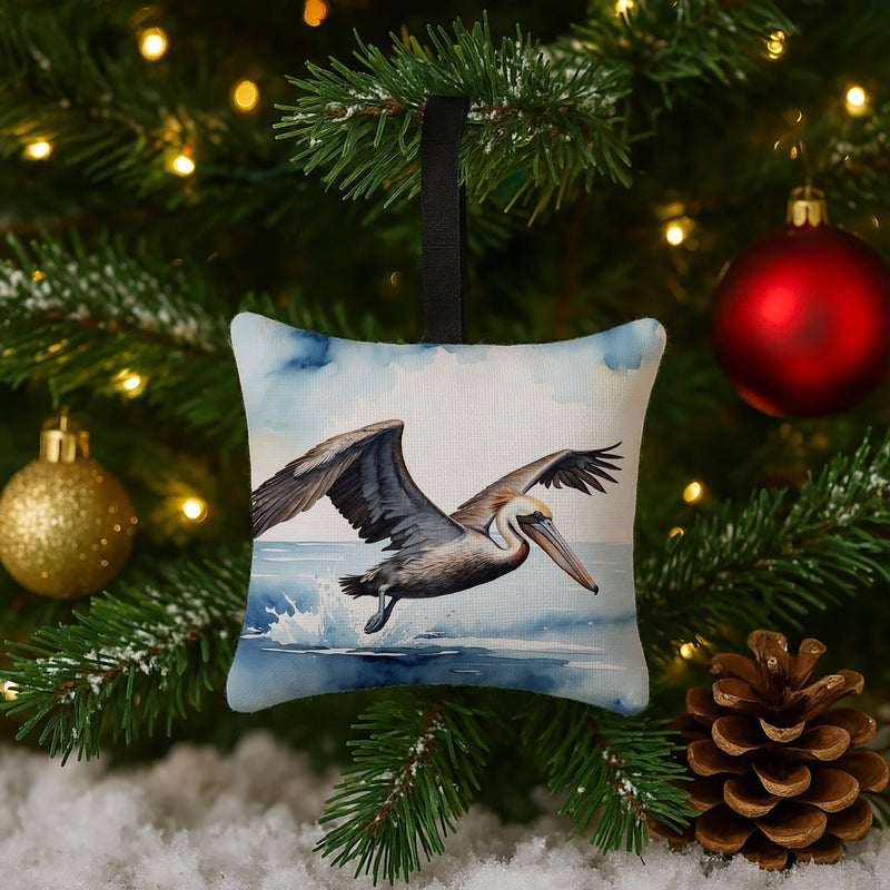 Pelican Diving Hanging Square Fabric Ornament 3.5 × 3.5