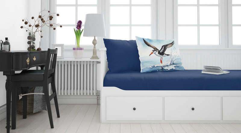 Black Skimmer Standard Pillowcase – Artistic Decorative Front, White Back