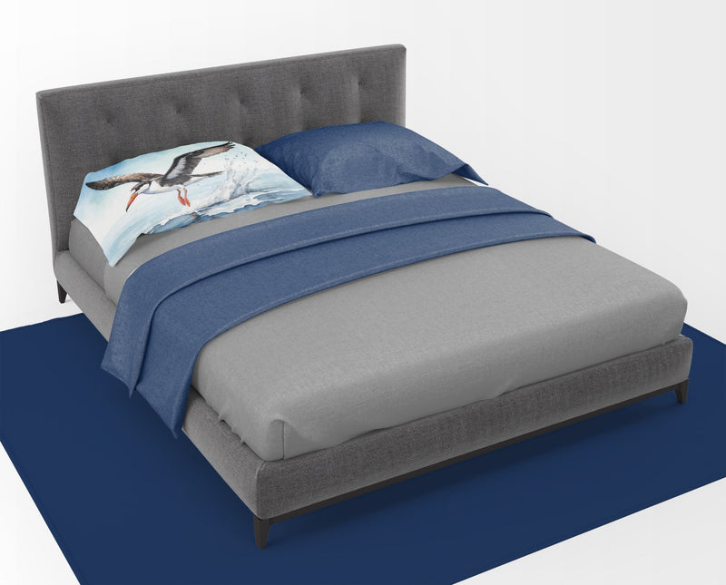 Black Skimmer Standard Pillowcase – Artistic Decorative Front, White Back