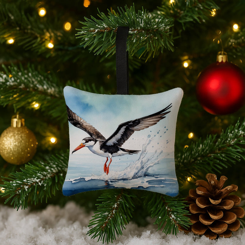 Black Skimmer Hanging Square Fabric Ornament 3.5 × 3.5