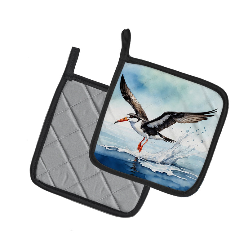 Black Skimmer Pot Holders - Set of 2 Decorative Kitchen Helpers | Made in the USA