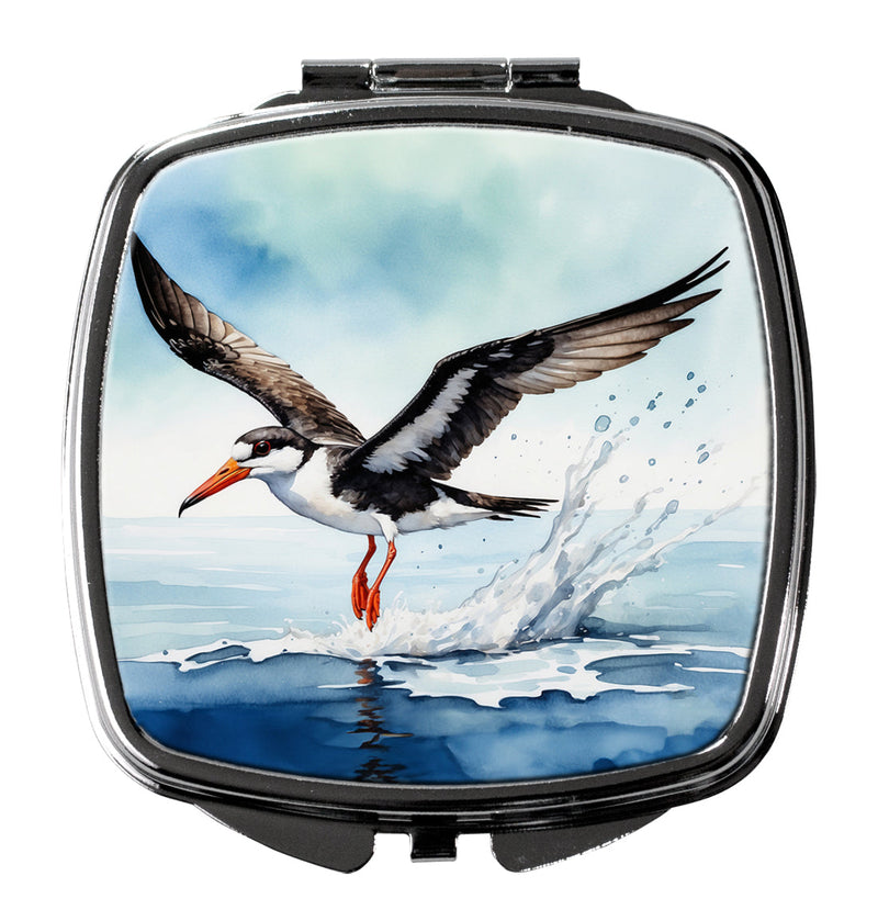 Black Skimmer Compact Mirror – Stylish Purse Mirror with Artistic Covers