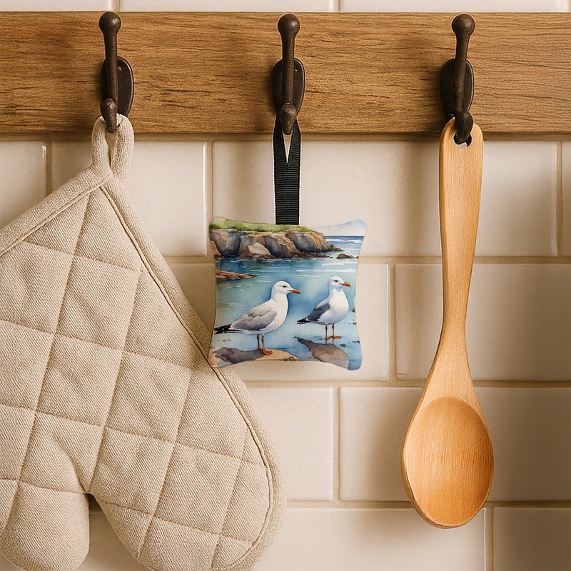 Gulls Scavenging Hanging Square Fabric Ornament 3.5 × 3.5