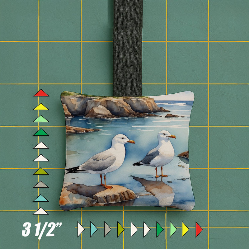 Gulls Scavenging Hanging Square Fabric Ornament 3.5 × 3.5