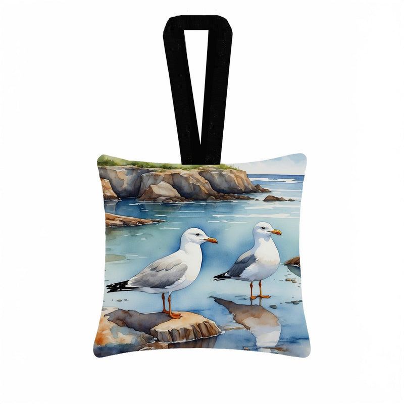Gulls Scavenging Hanging Square Fabric Ornament 3.5 × 3.5
