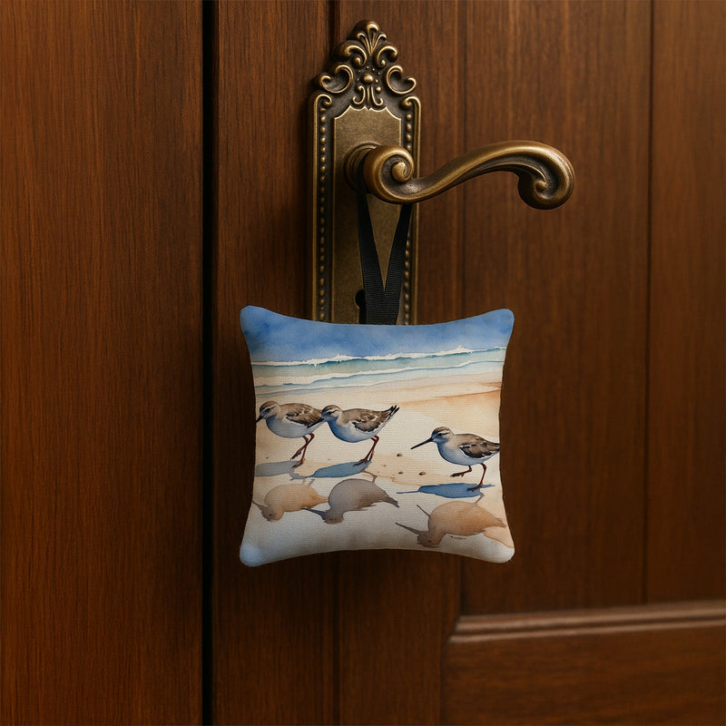 Sandpipers Hanging Square Fabric Ornament 3.5 × 3.5