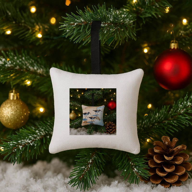 Sandpipers Hanging Square Fabric Ornament 3.5 × 3.5