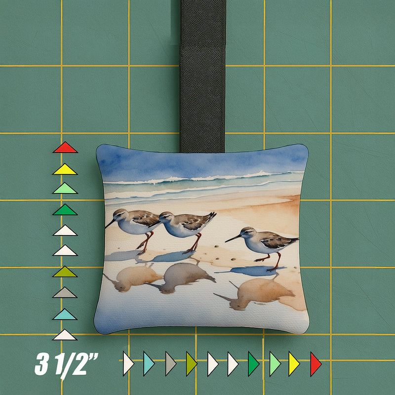 Sandpipers Hanging Square Fabric Ornament 3.5 × 3.5