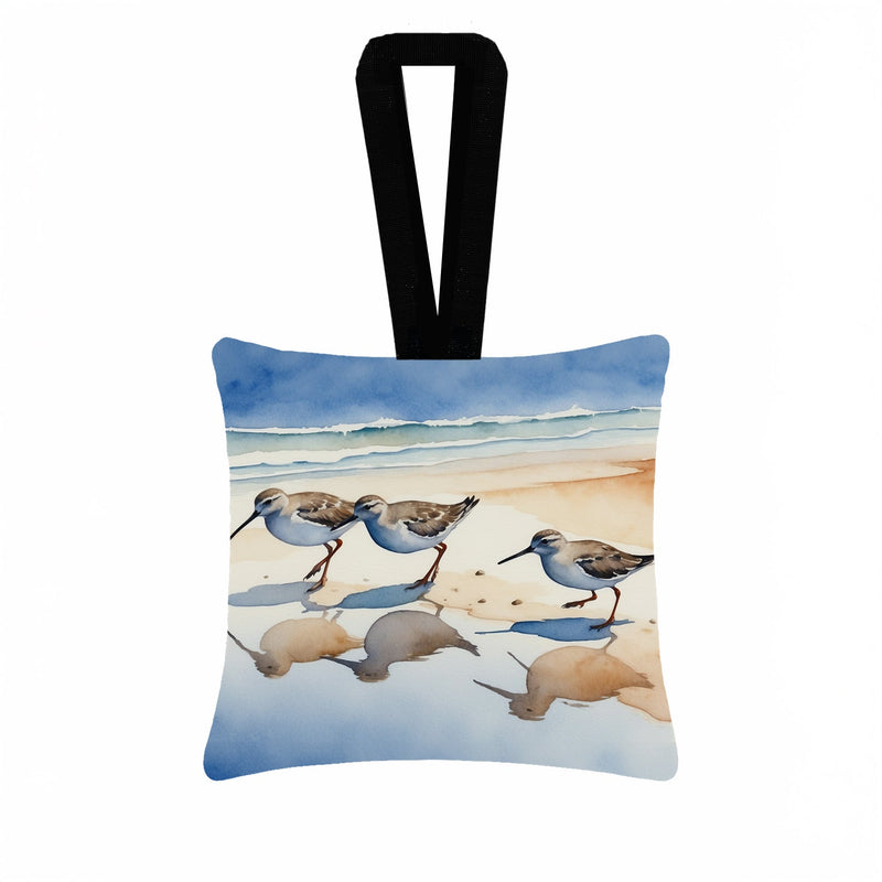 Sandpipers Hanging Square Fabric Ornament 3.5 × 3.5