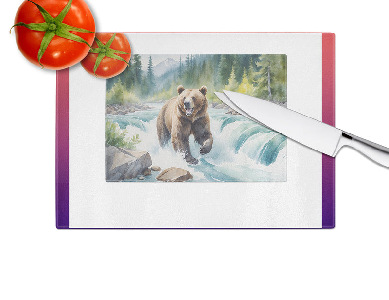 Alaskan Wilderness Grizzly Bear Glass Cutting Boards – Durable, Decorative Kitchen Art