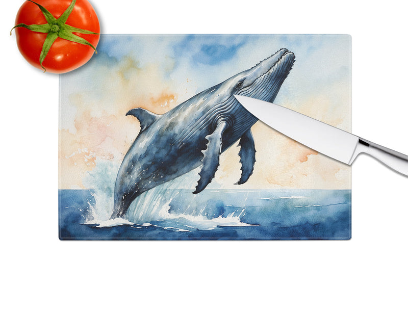 Humpback Whale Breaching Glass Cutting Boards – Durable, Decorative Kitchen Art